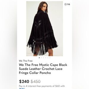 We The Free Black Suede Fringe Cape Jacket!